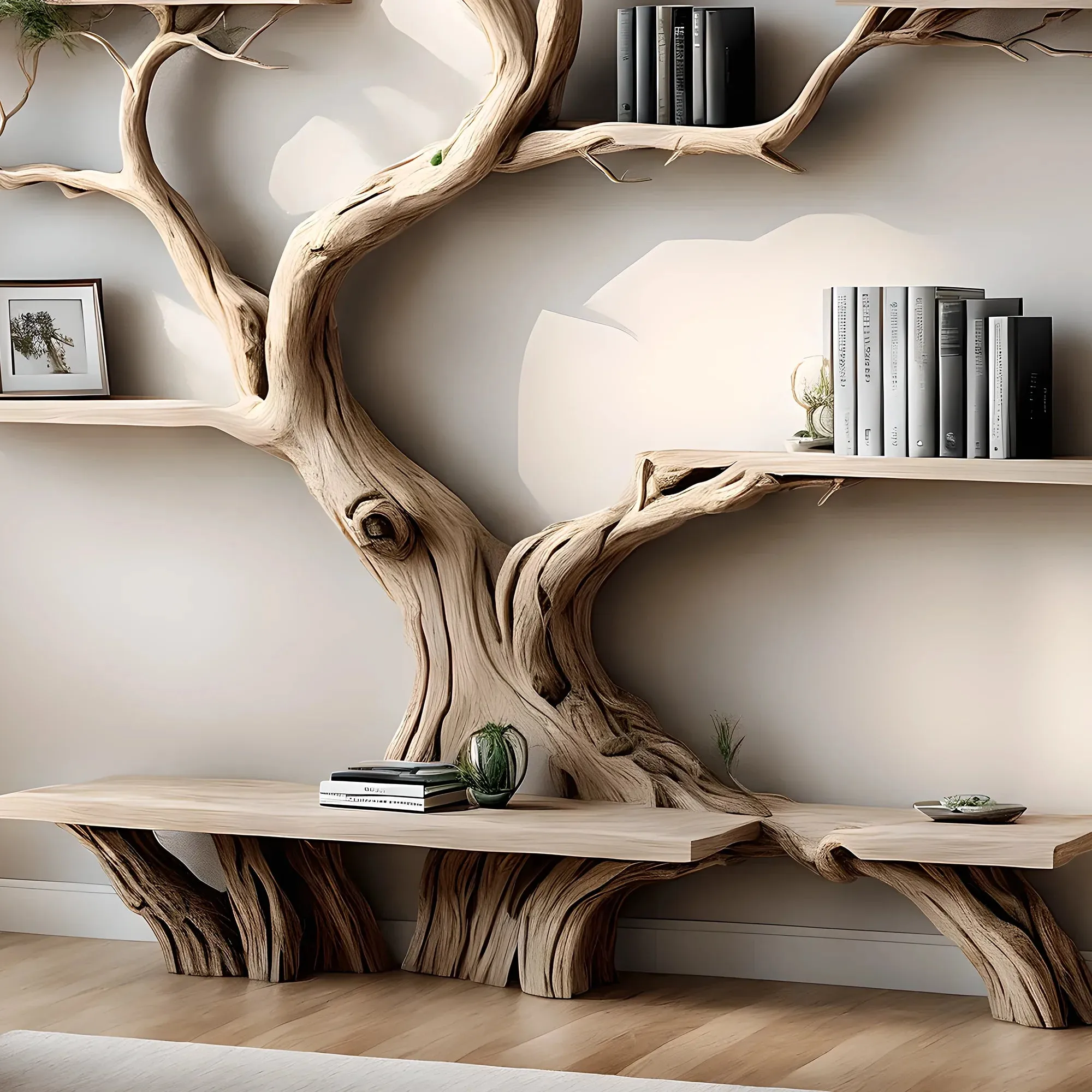 Driftwood Decorative Bookshelf – Natural Home Accent
