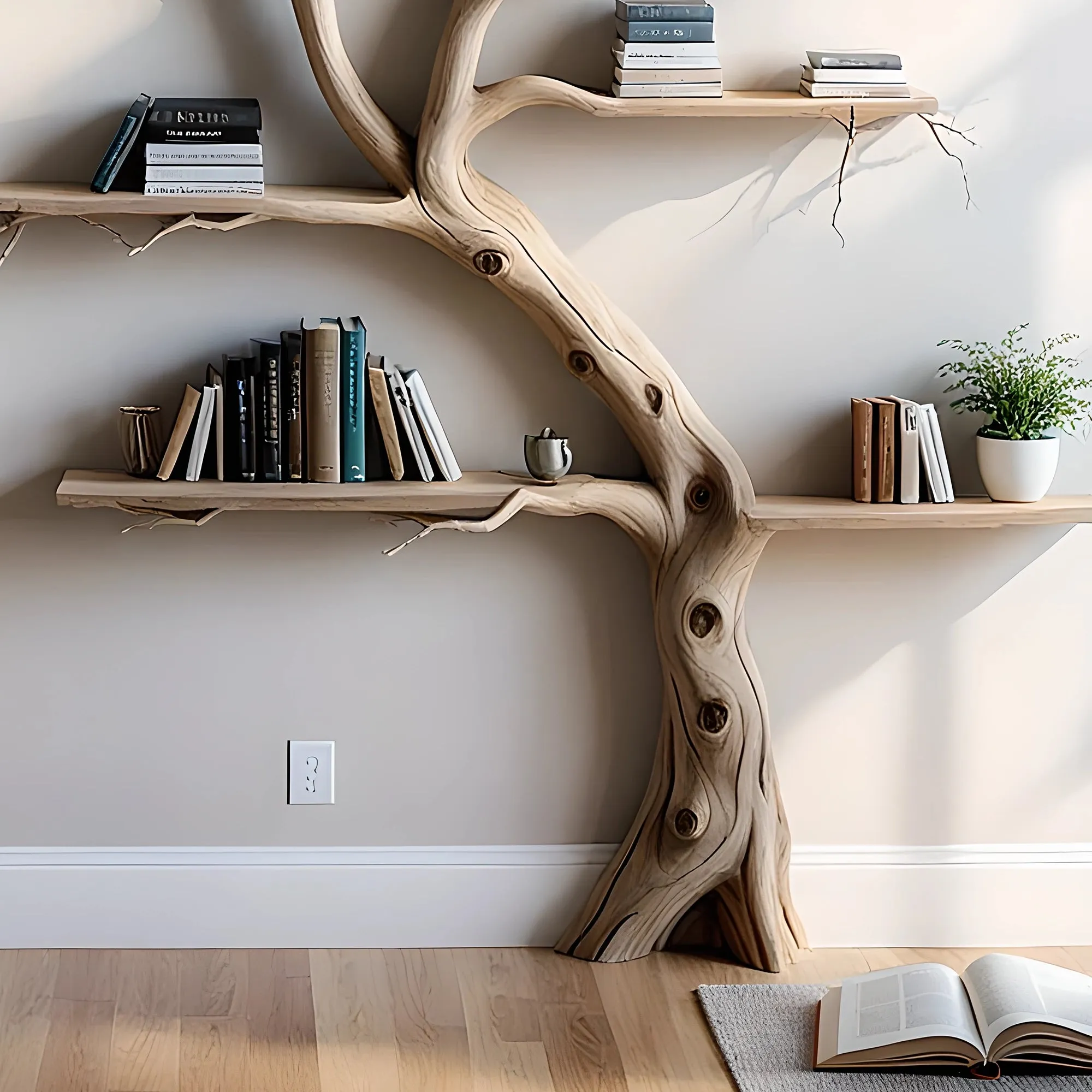 Nature-Inspired Tree Shelf – Wooden Handmade Home Decor