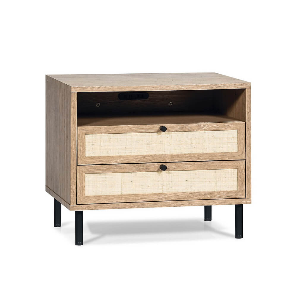 Mila 2-Drawer & Open Shelf Night/Side Table